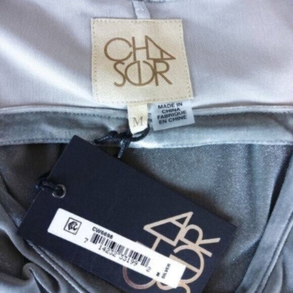 Chaser Velvet Cold Shoulder Keyhole Back Dress Silver Size Medium - Picture 4 of 4